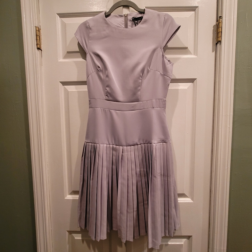 New with tags light blue grey vintage inspiried pleated drop waist dress NWT